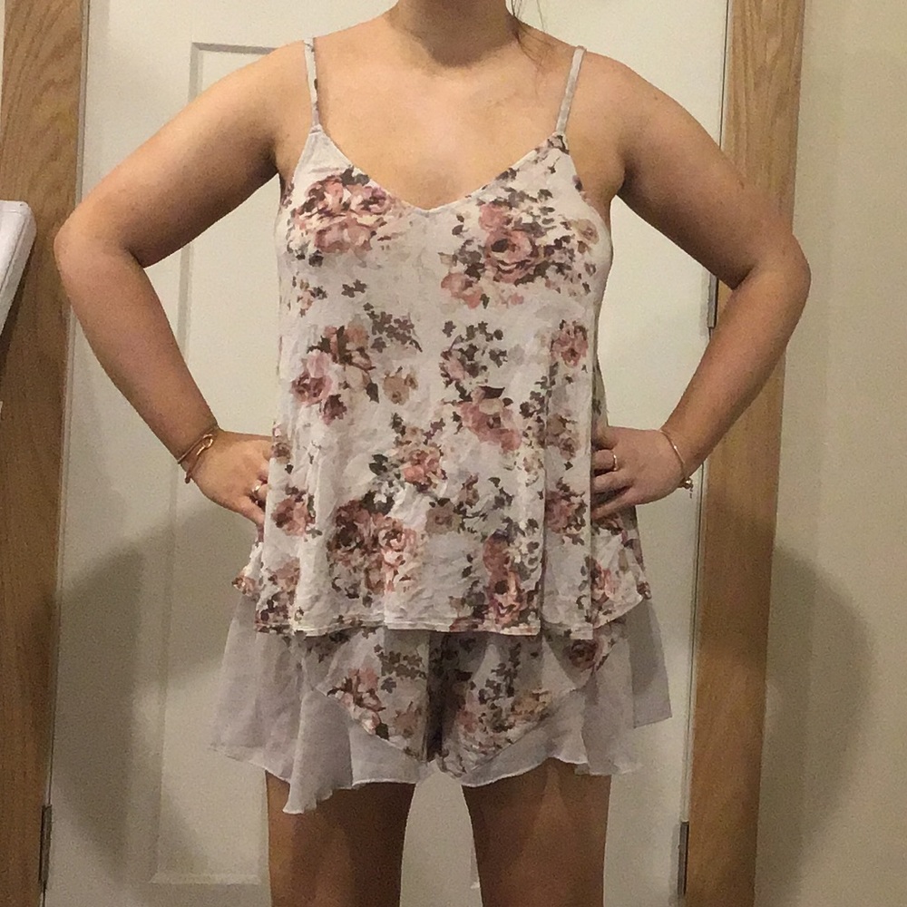 Rose Patterned Pajama Set